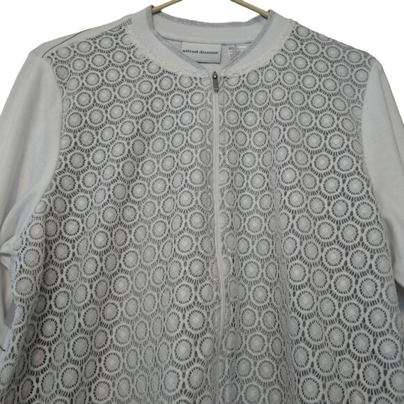 Alfred Dunner Women's Size 16 Full Zip Front Crochet Zip Up Sweater NEW - Picture 3 of 6